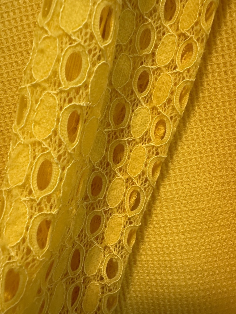 Miaoli Yellow Lace-Sleeve Waffle Women's Top - Picture 3 of 7